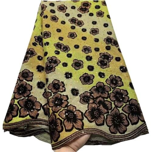 SJ Lace African Sequins Lace Fabric 2021 High Quality Lace Material Velvet Nigerian Lace Fabrics For Women Party Sewing h3-37