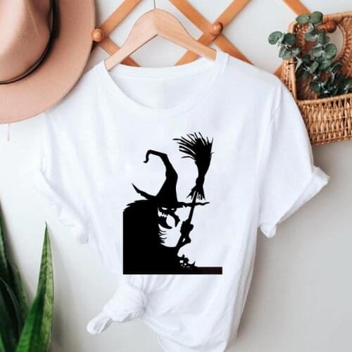 Women Witch Funny Cute Print Clothes Happy Halloween T-Shirt Thanksgiving Autumn Fall T Fashion Top Tshirt Graphic Tee