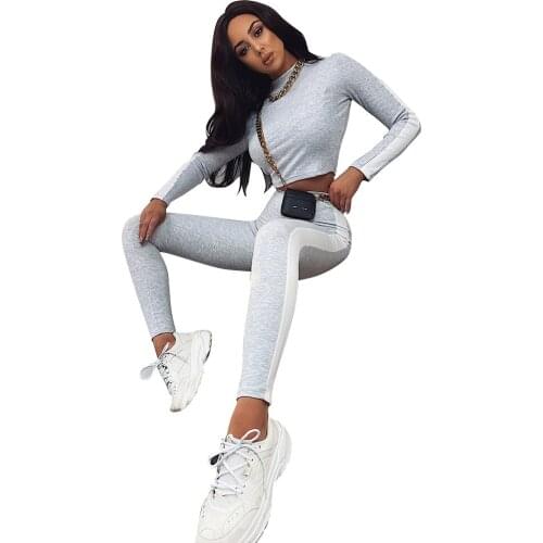 Colid Colour Two Piece Set Women Long Sleeve Turtleneck Tops And Pants Spring Tracksuit Set Female Casual Slim Fit Jogging D30