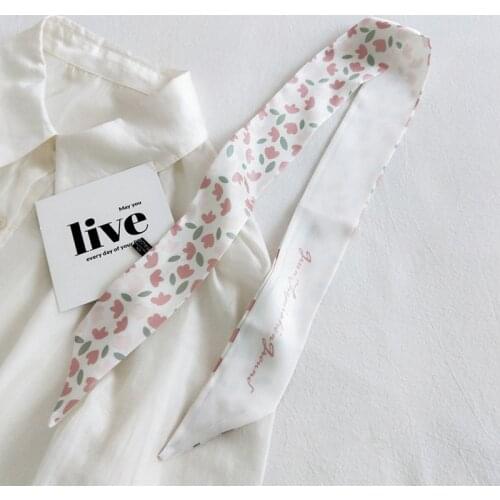 Womens Printing Silk Hair Scarf Bandanas Lady Hair Ribbon Bag Skinny Scarves Design Wrist Towel Foulard Headband for Ladies