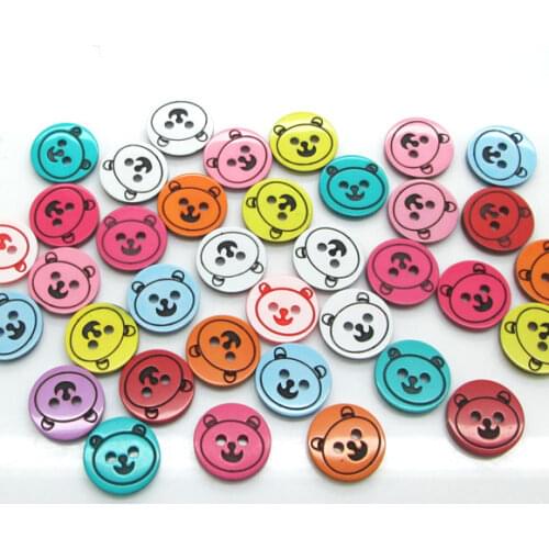 100Pcs Mixed Round Bear Resin Sewing Buttons For Cloth Flatback Cabochon Scrapbooking Crafts Knopf Bouton Decor Diy Accessories