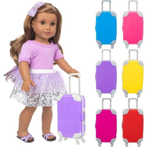2021 New 6 ColorTravel Suitcase Doll Accessories Wear fit for American Girl 46cm Baby Doll Gift
