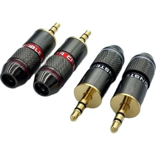 4pcs/lot 24K gold plated 3.5mm plug RCA Audio Connector 3.5 Jack RCA Audio Connector Plug 3.5mm Plug