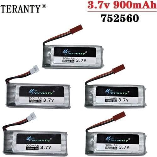 5pcs/set Original 3.7V 900mah lipo Battery For X5 X5C X5SC 8807 8807W A6 A6W M68 Rc Quadcopter Spare Parts Drones battery 752560
