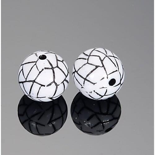 60Pcs 14xMM Vintage Ethnic Fluted Corrugated Acrylic Antique Style Design Spacer Round Bead For Diy Bracelet Jewelry Making