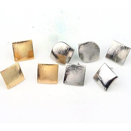 10pcs Earring Make Accessories Gold Earring Base Findings Diy Brushed Square Leaf Shape Earrings Jewelry Charms Making