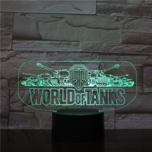 World Tank Car 3D Night Light Illusion 3D Lamp LED 7 Color changingTouch Desk Table Lamp For Kids Birthday Gift 1844