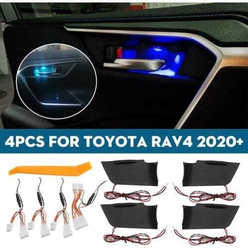 Car LED Door Bowl Armrest Atmosphere Light Interior Lights Decoration Door Bowl Handle Frame Light for Toyota RAV4 2019 2020
