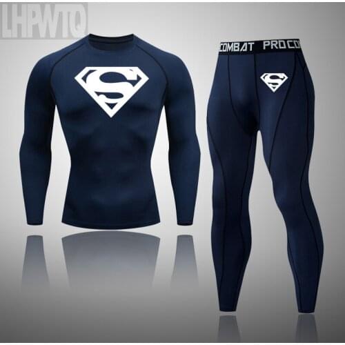 Brand Man Thermal Underwear Set Gyms Workout Running Tights sports Tracksuits Super hero Male Compression Sportswear Suit