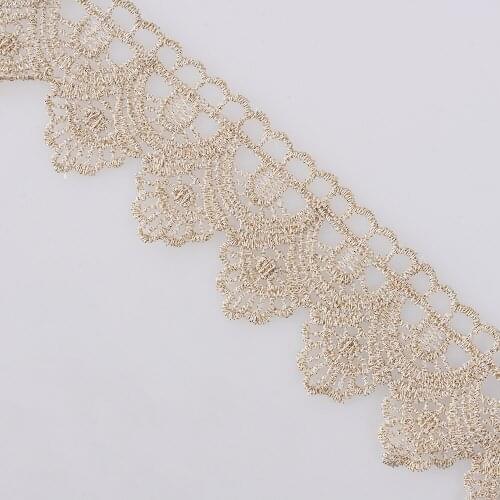 Cusack 12.9 meters 3.5 4.0 cm Ribbon Lace Trims Tape for Costumes Home Textiles Trimmings Sewing Lace Fabric Polyester Gold Line