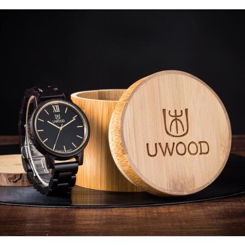 UWOOD wood wristwatch men quartz watch vintage minimalist casual bangle bracelet hand for male clock