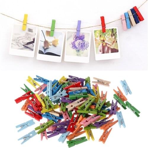 100Pcs/Set Mini DIY Wooden Clothes Photo Paper Pegs Clothespin Cards Craft Clips