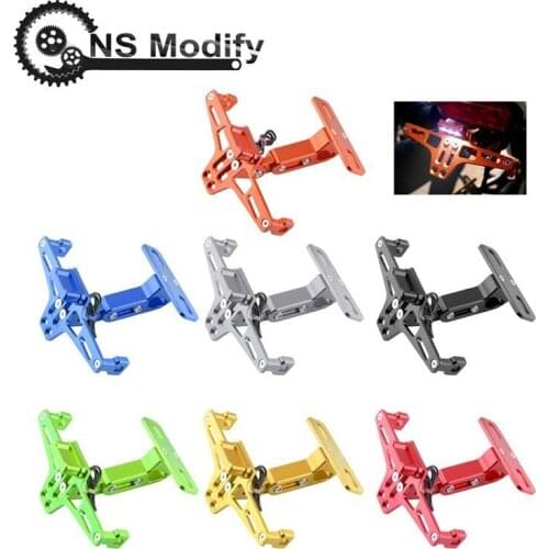 NS Modify CNC Aluminum Motorcycle Rear License Plate Mount Holder With White LED Light For Kawasaki Honda Yamaha KTM Suzuki BMW