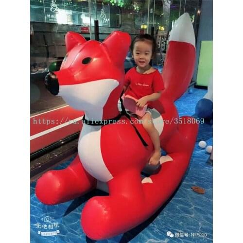 Cheap PVC inflatable swinging fox, beautiful child fox water inflatable toy for land and water