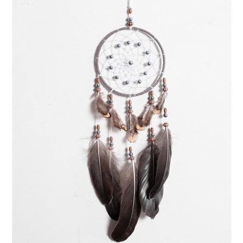 Dream Catchers Tree of Life Brown Handmade Feather for Bedroom Wall Hanging Home Decor Wedding Party