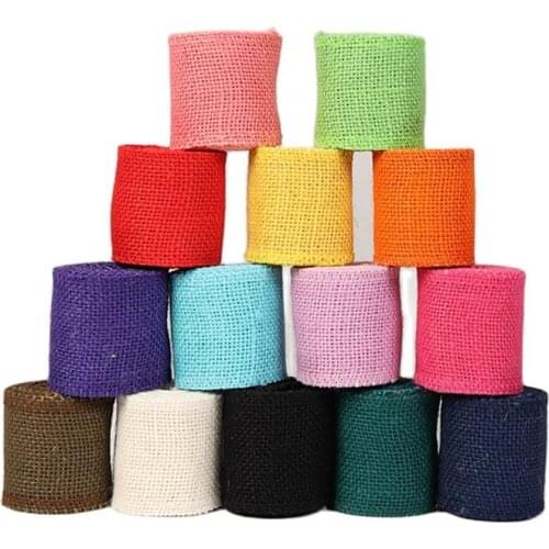 6cm Width Gift Wrapping Handmade DIY Christmas Home Decoration Burlap Jute Roll Color Lace Ribbon 2 Meters