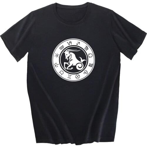 2020 Mens T-shirts Fashion 12 Horoscope Zodiac Aries Leo Printed Shirt Men Women Casual O-Neck Tshirt Summer Cotton Top Tees