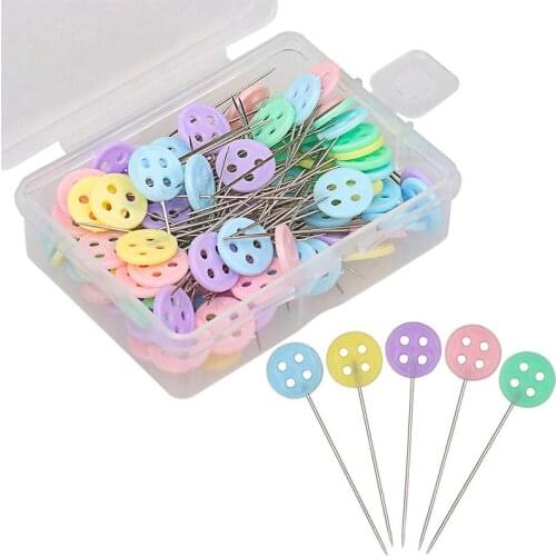 LMDZ 100/50pcs/Box Dressmaking Pins Button Head Patchwork Needle Pins Positioning Pins Apparel Sewing Accessories