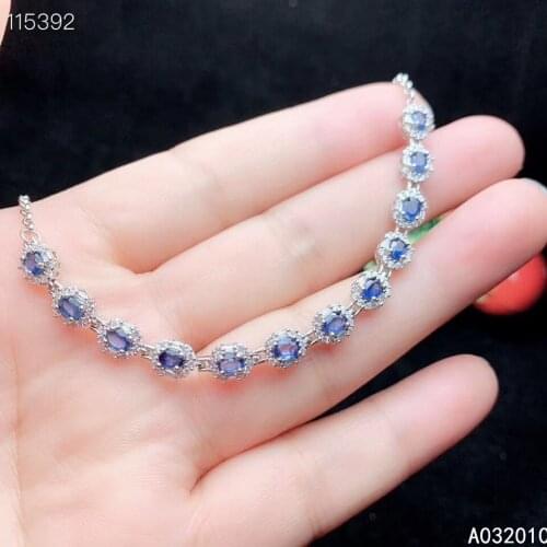 KJJEAXCMY Fine Jewelry 925 Sterling Silver inlaid gemstone sapphire women hand bracelet noble support test hot selling