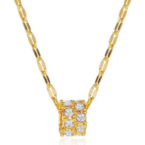 Crystal Circle Pendant Necklace Lady Stylish Clavicle Chain Jewelry Exquisite Banquet Necklace Decor Women Birthday Gift