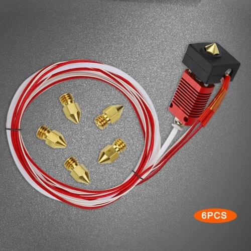 6pcs Extruder Hotend 0.4mm MK8 Nozzle Kit with PTFE Tubing for Creality Ender 3/Ender 3 Pro 3D Printer Parts