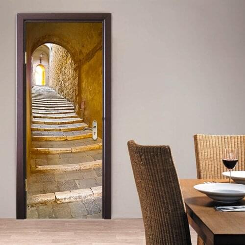 Beautiful Stone Steps Door Stickers European Style Wall Sticker for Bedroom Living Room Decor Poste