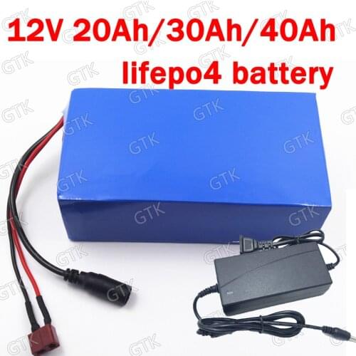 GTK Lifepo4 12v 30ah battery 12.8v 20Ah 40Ah lithium for 360W night market light bulb fishing Monitoring equipment +5A charger