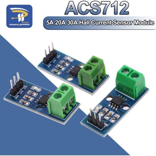 1PCS NEW 5A 20A 30A Hall Current Sensor Module ACS712 Model For Arduino AC DC Current Detection Board