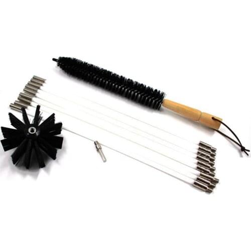Chimney Cleaning Brush Set Fireplace Kettle Rotary Sweep Brush 9pcs Flexible Long Handle Rods Chimney Household Cleaning Brushes