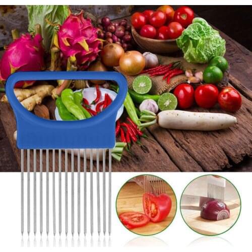 New Slicers Tomato Onion Vegetables Slicer Cutting Aid Holder Guide Slicing Cutter Safe Fork