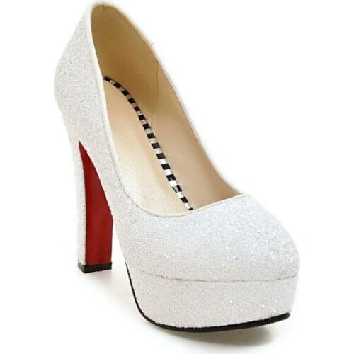 New spring fashion sequins shallow mouth waterproof Taiwan thick with ultra-high with 43 womens singles club 32-1826 shoes