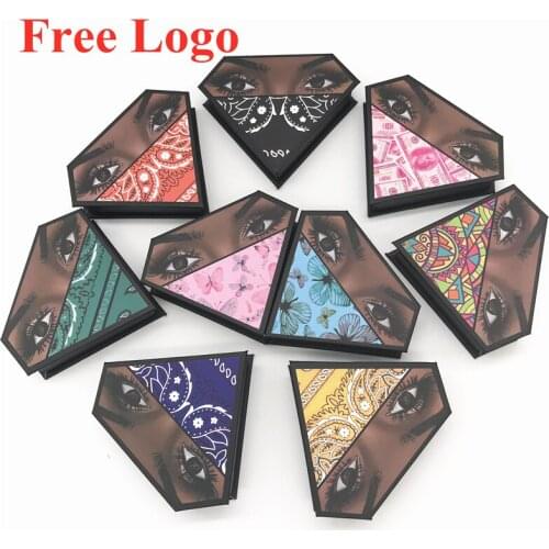 Wholesales Mix Lash Packaging Wholesale Empty Lashes Boxes Rhombus Irregular Mink Lasehs Case eyelash packaging Custom logo