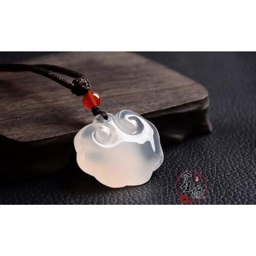 Chalcedony hetian Jade Necklace Pendant Hand Carved Lucky Blessing Necklace Pendant Fine Jewelry