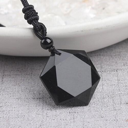 Natural Obsidian Hexagram Pendant Necklaces Blue Sand Stone Manual Rope Women Men Necklace Fashion Jewelry For Gift Dropship
