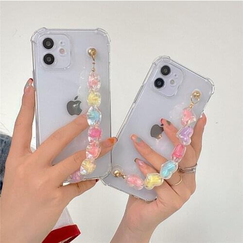 For Samsung Galaxy A7 A8 A9 A6 Plus J4 J6 J8 PLus A10 20s A20E M10 20 30 62 31s Transparent Shockproof Stars Bracelet Case