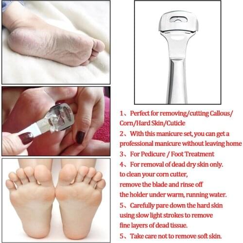 Foot Rasp File Stainless Steel Hard Dead Skin Callus Remover Professional Pedicure File Tools Grinding Feet Skin Care+ 10 BLADES