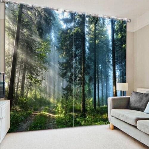 Window Blackout Luxury 3D Curtains set For Bed room Living room Office Hotel Home Wall Decorative Drape tapestry sunshine forest