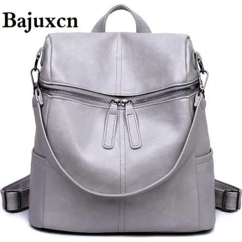 Luxury brand Backpack Women Soft leather Shoulder Bag School Bags for Teenage Girls Light Ladies Travel Backpack mochila feminin