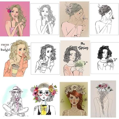 Pretty Young Girls/Flowers New Clear Stamps/Seal For DIY Scrapbooking Card Making Album Decorative Silicone Stamp Crafts 6x8cm