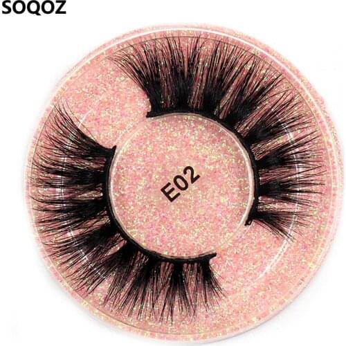 SOQOZ Eyelashes 3D Mink Lashes Handmade Natural Eye Lashes Cruelty Free Lashes Popular False Eyelashes Transparent Round Box