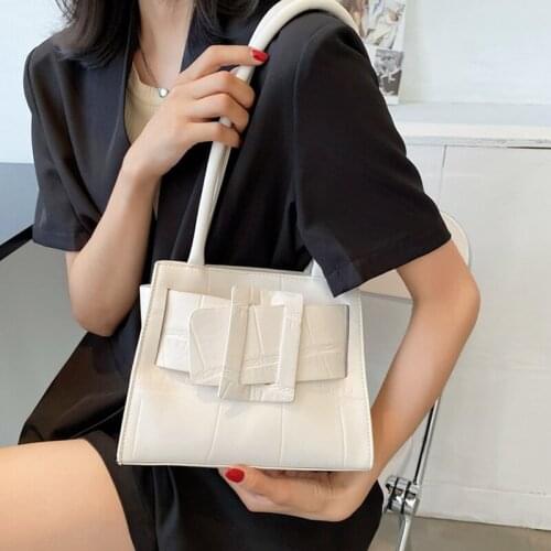 Stone pattern white Square Underarm bag 2021 Summer New High-quality Leather Womens Designer Handbag Solid color Shoulder Bags