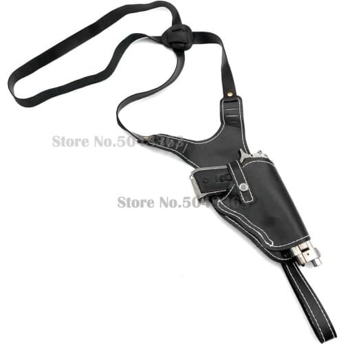 Tactical Lightweight Heavy Duty Chest Brown Leather Pistol Holster Pouch Hunting Cross Harness Vertical Shoulder Holster