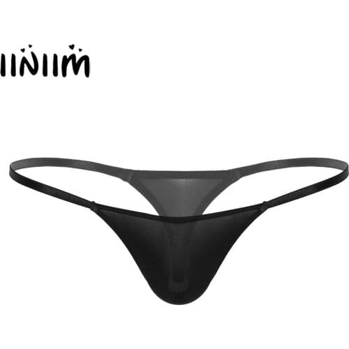 Men Sexy Panties See Through Sheer Low Rise Jockstraps Bulge Pouch Crotchless with Pearl G-string Briefs Gay Man Mini Thong