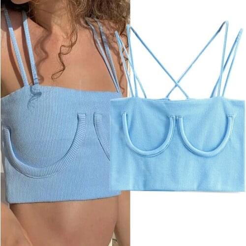 WESAY JESI 2021 Summer New Ladies Double Shoulder Strap Crescent Sling Slim Body Navel Multi-Color Opaque One Size