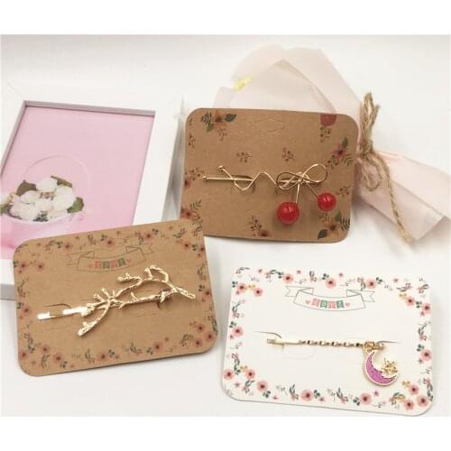 Free shipping 50 pcs 9.7x7cm kraft Paper Hair Clip Brooch Hairpin Fashion Jewelry Hanging Display Card