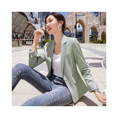 Green Blazer Feminino Autumn Fashion Casual Female Blazer Jacket Women Black Ladies Jackets Womens Short Coat Notched 3xl