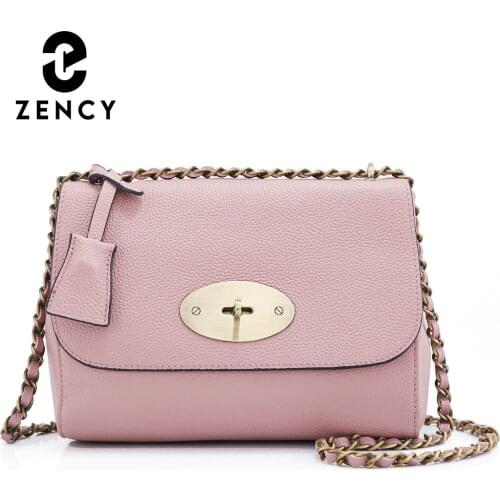 Zency Soft Genuine Leather Female Handbag Chain Strap Fashion Exquisite Design Shoulder Bag Commute Outdoor Ladies Crossbody Bag