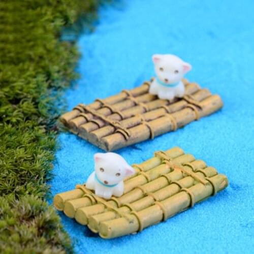ZOCDOU 1 Piece Rivers Bamboo Raft Row Japan Korea India DIY Fishing Fisherman Boat Model Small Statue Figurine Crafts Ornament
