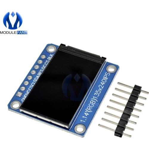 1.14 Inch ST7789 TFT 135*240 RGB LCD Display Module Drive IC HD Screen IPS Full Color View 8Pin 3.3V 4 Wire SPI Interface