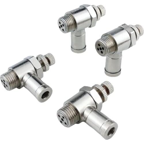 1/8" 1/4" 3/8" 1/2" BSP Male Brass Air Speed Control Valve Pneumatic Pipe Fitting Quick Connector Tube OD 4mm 6mm 8mm 10mm 12mm